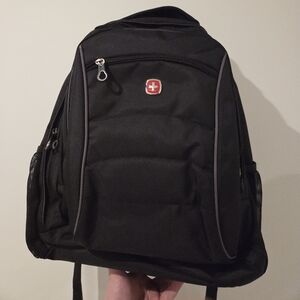 SwissGear Black Backpack with Red Logo